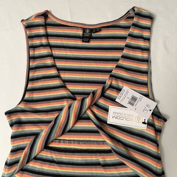 Volcom Lil Knit Twist Striped Dress Size S Cut Out Beachy Resort Lounge Casual - Picture 7 of 8